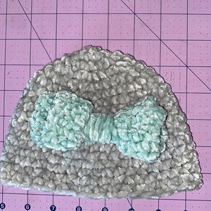 Handmade chenille soft crochet baby hat